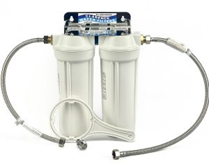 Twin 10 inch by 2 point 5 inch High Flow Under Sink Water Filter System