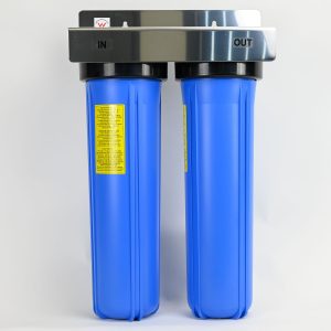 Twin Whole House Water Filter Housing Big Blue Stainless Steel Bracket