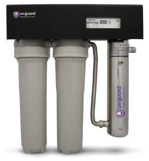 UV Guard CWP-55 Whole House Water Filters System with 20 inch by 4 point 5 inch filters and UV steriliser for rain water