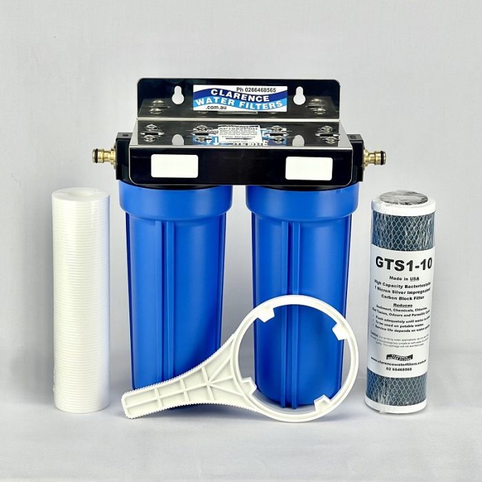 Twin Caravan And Rv Water Filter System With Sediment And Silver Carbon Filter